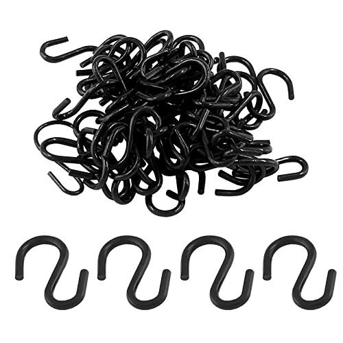 Metal S Hooks, Black Pcs, S Shaped, 0.75′ 0.75” Length, 1.8mm Thickness 60