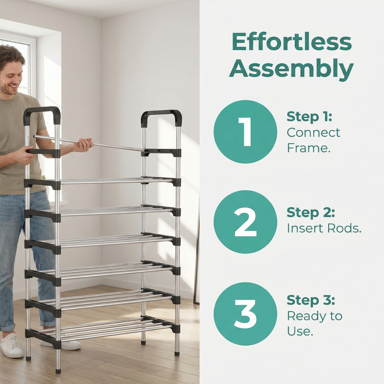 7-Tier Multifunctional Metal Shoe Rack Organizer for Entryway,Hallways,Bedrooms