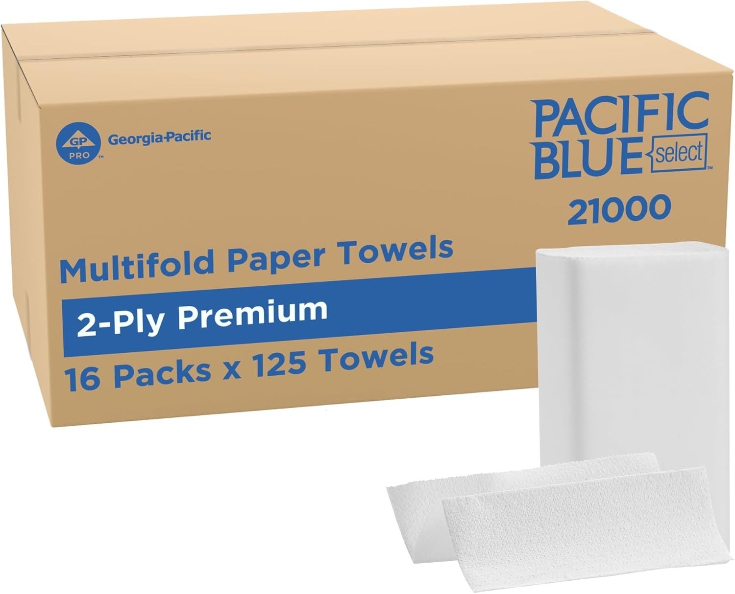 Pacific Blue Select by PRO Multifold 2-Ply Paper Towels, White, 3.2” Folded …