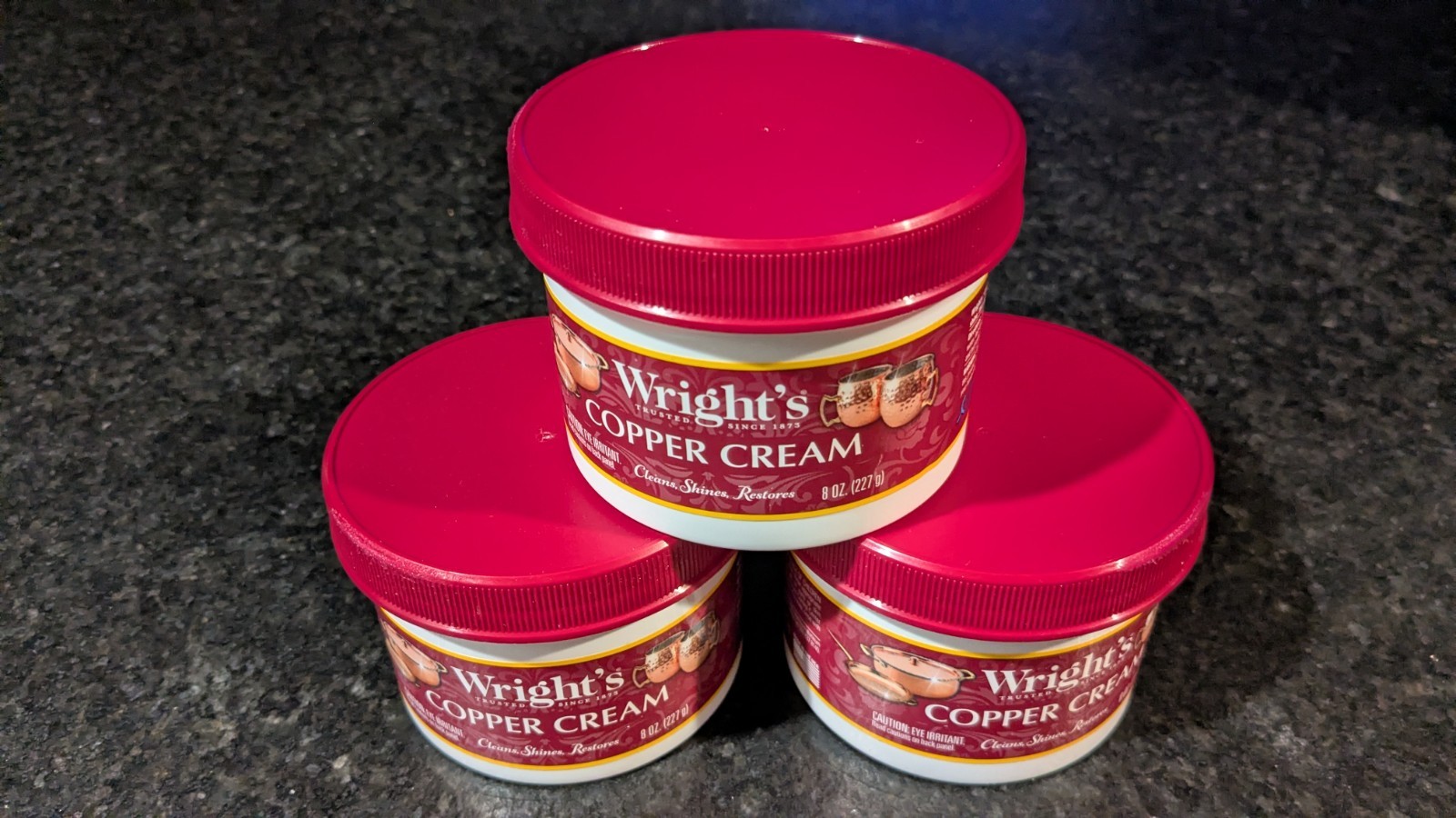 Lot of 3 Wright’s Copper Cream Cleans & Removes Tarnish w/o Scratching 8 oz each