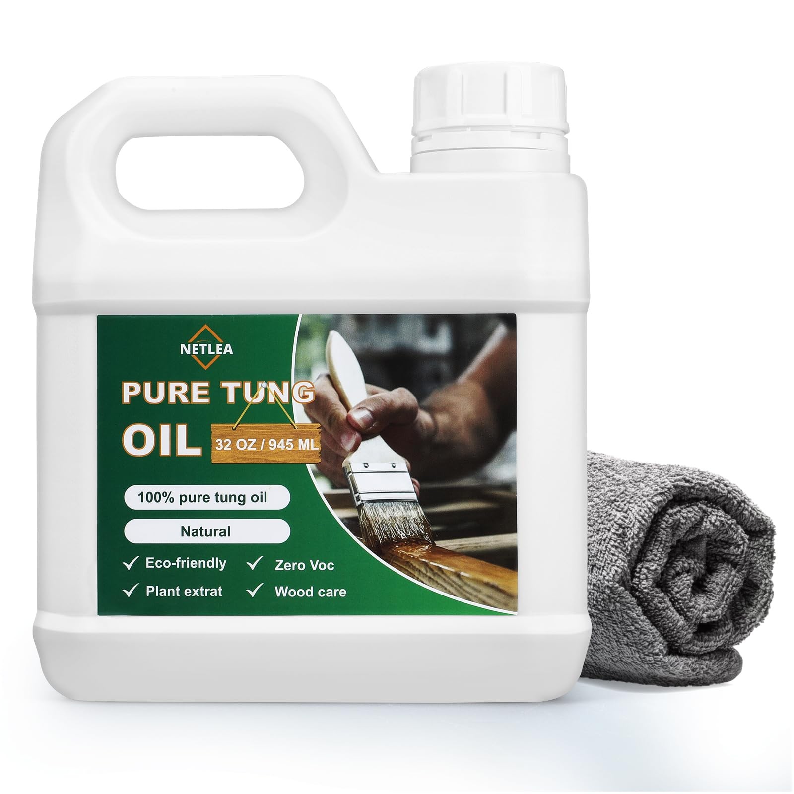 32oz Pure Tung Oil With A Soft Towel For Wood Finishingfood Safety For Furniture