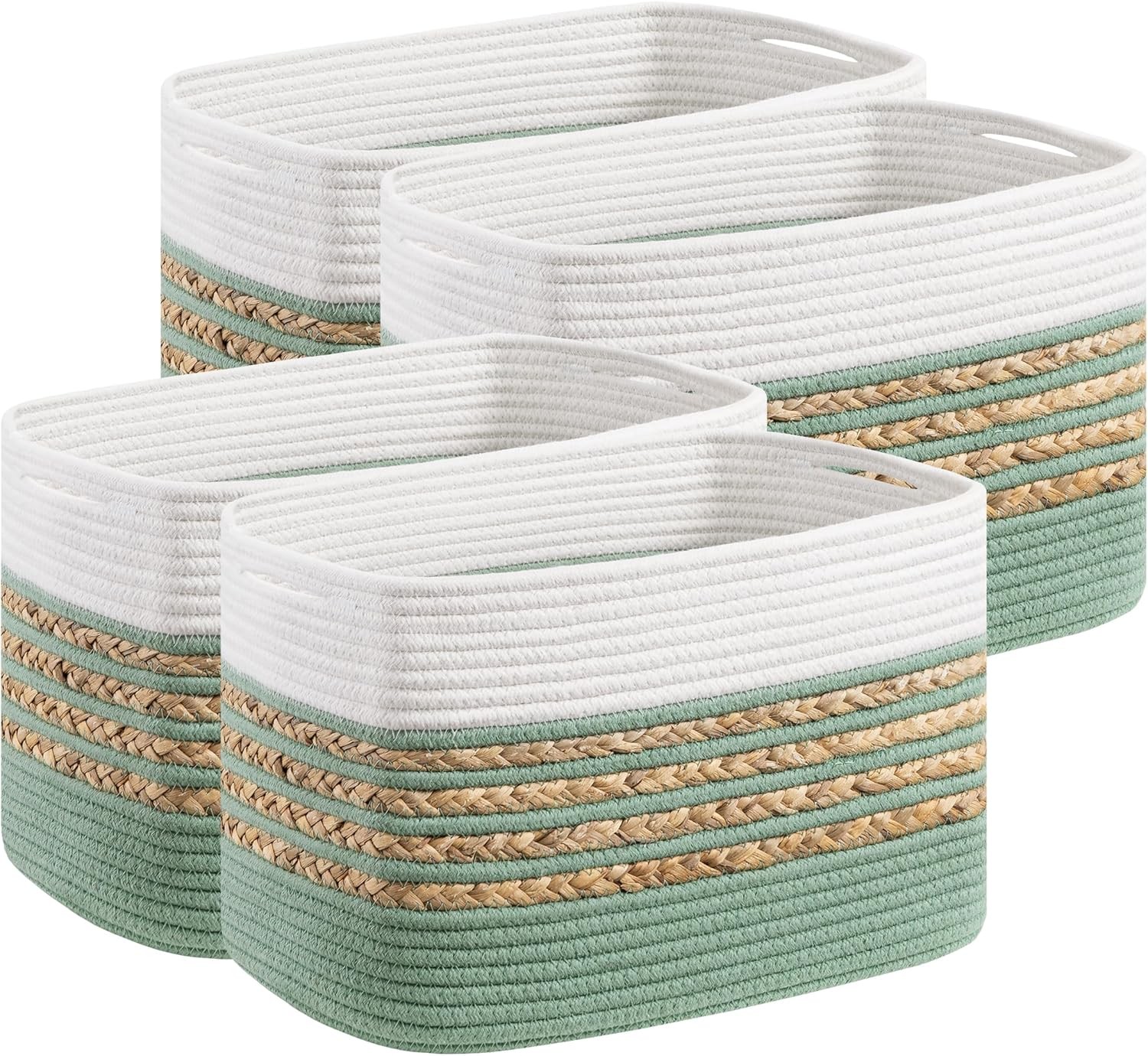 4-piece storage basket set, 14 in long x 8 in wide x 9 inches high, green.
