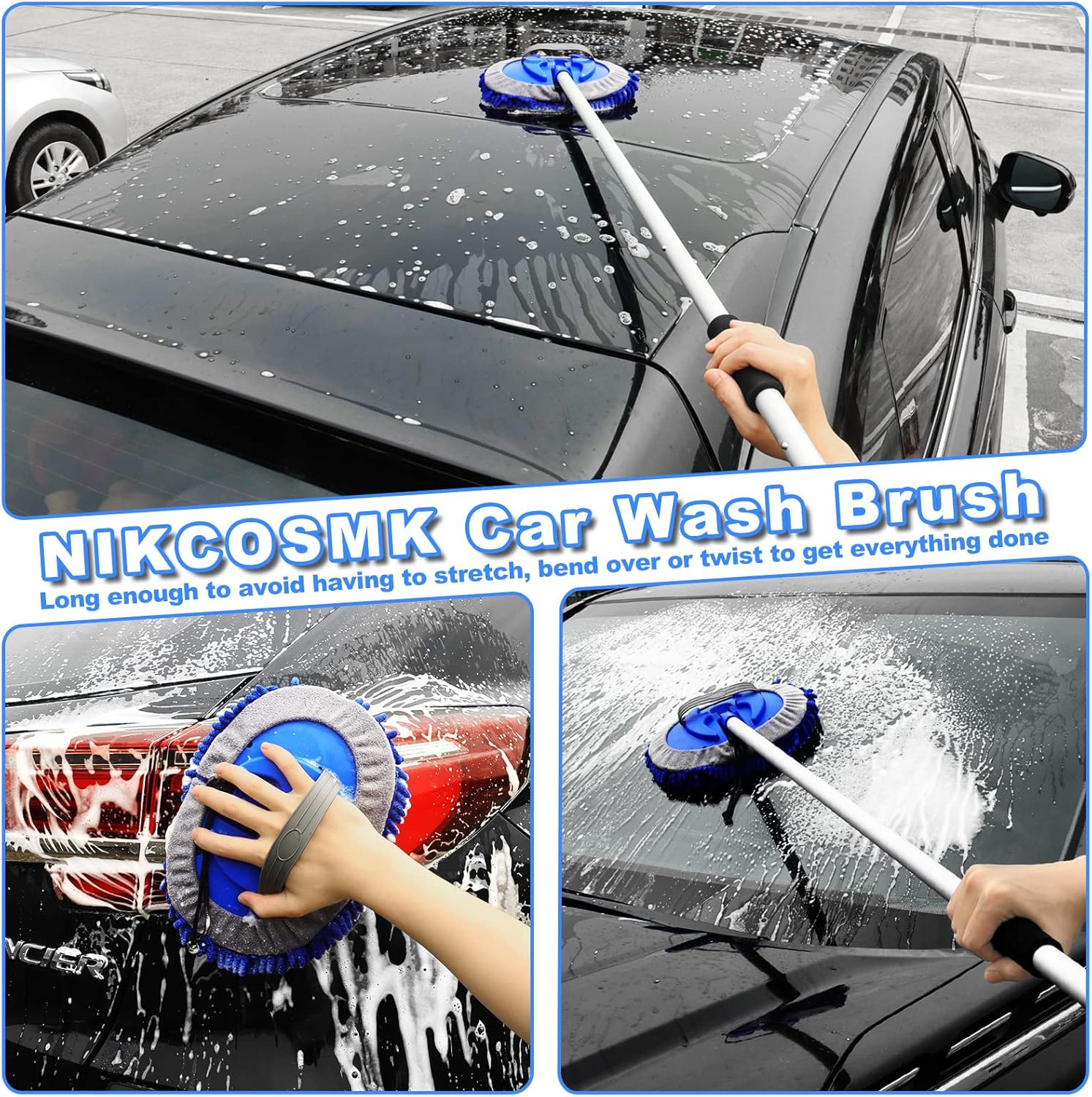 20PCS Car Wash Brush Kit 62″ Handle Detailing Tools Accessories Cars RVs Trucks