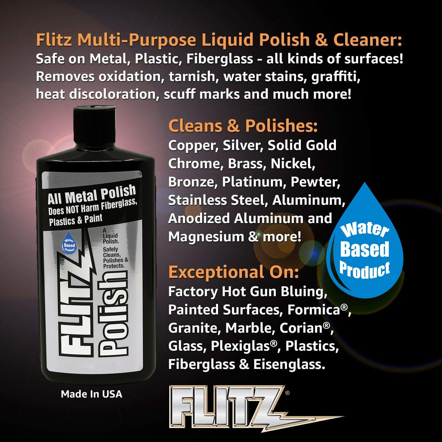 FLITZ Metal, Plastic & Fiberglass Polish 3.4oz liquid formula 2 PACK * SEE VIDEO