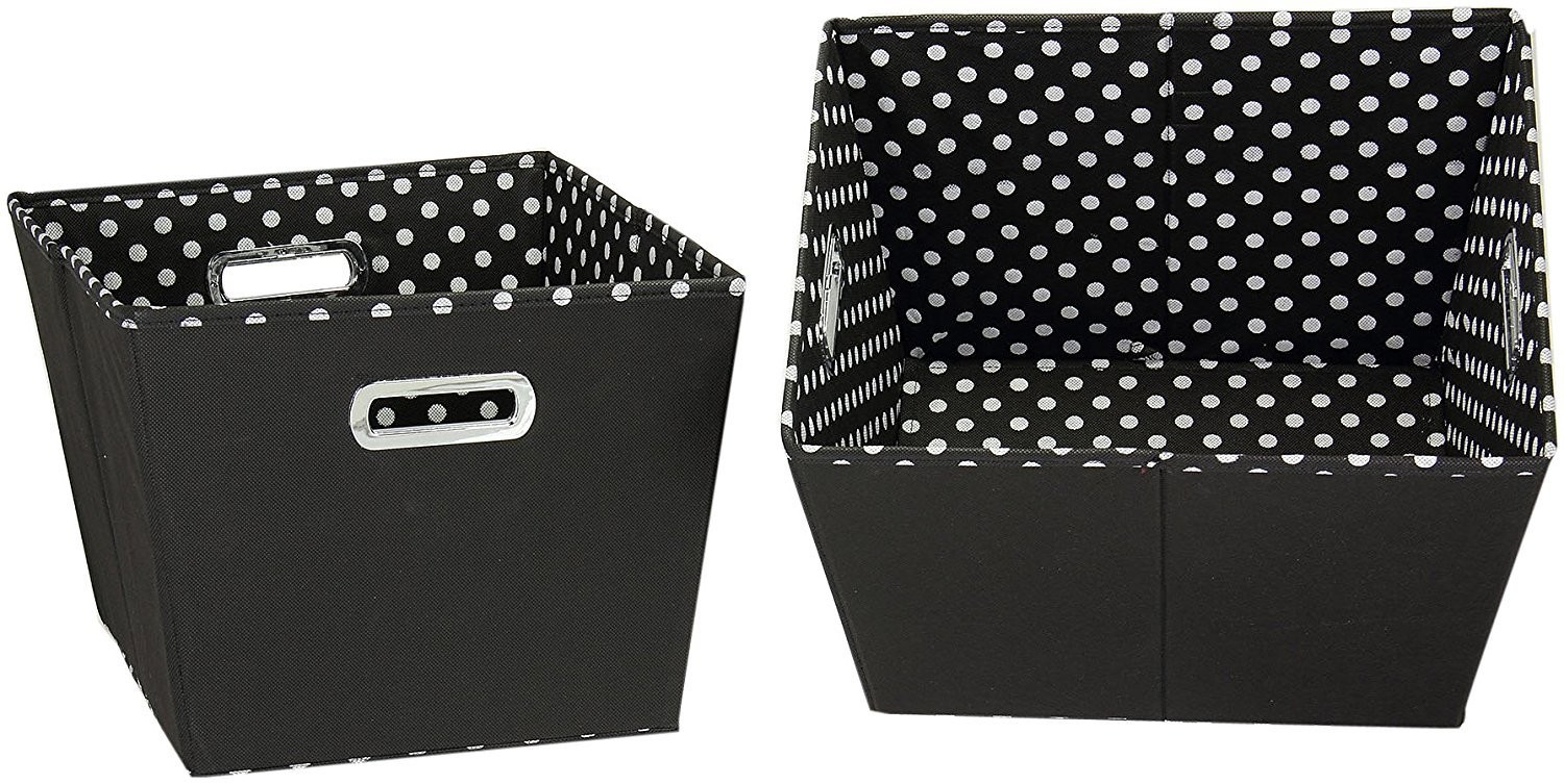 Medium Tapered Decorative Storage Bins 10″H X 12″W X 14″D – Black and White
