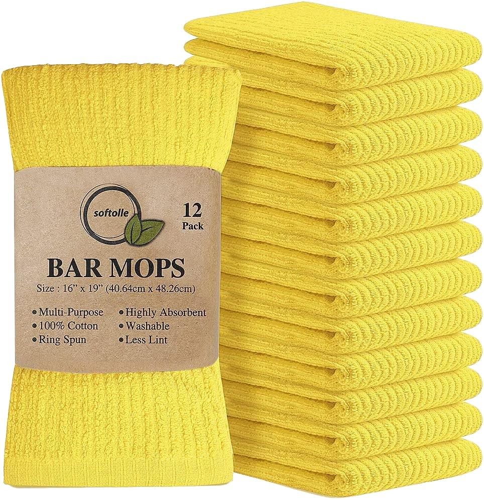 Kitchen Bar Towels – Pack of 12 – 16×19 Inches – 100% Cotton White Super Abso