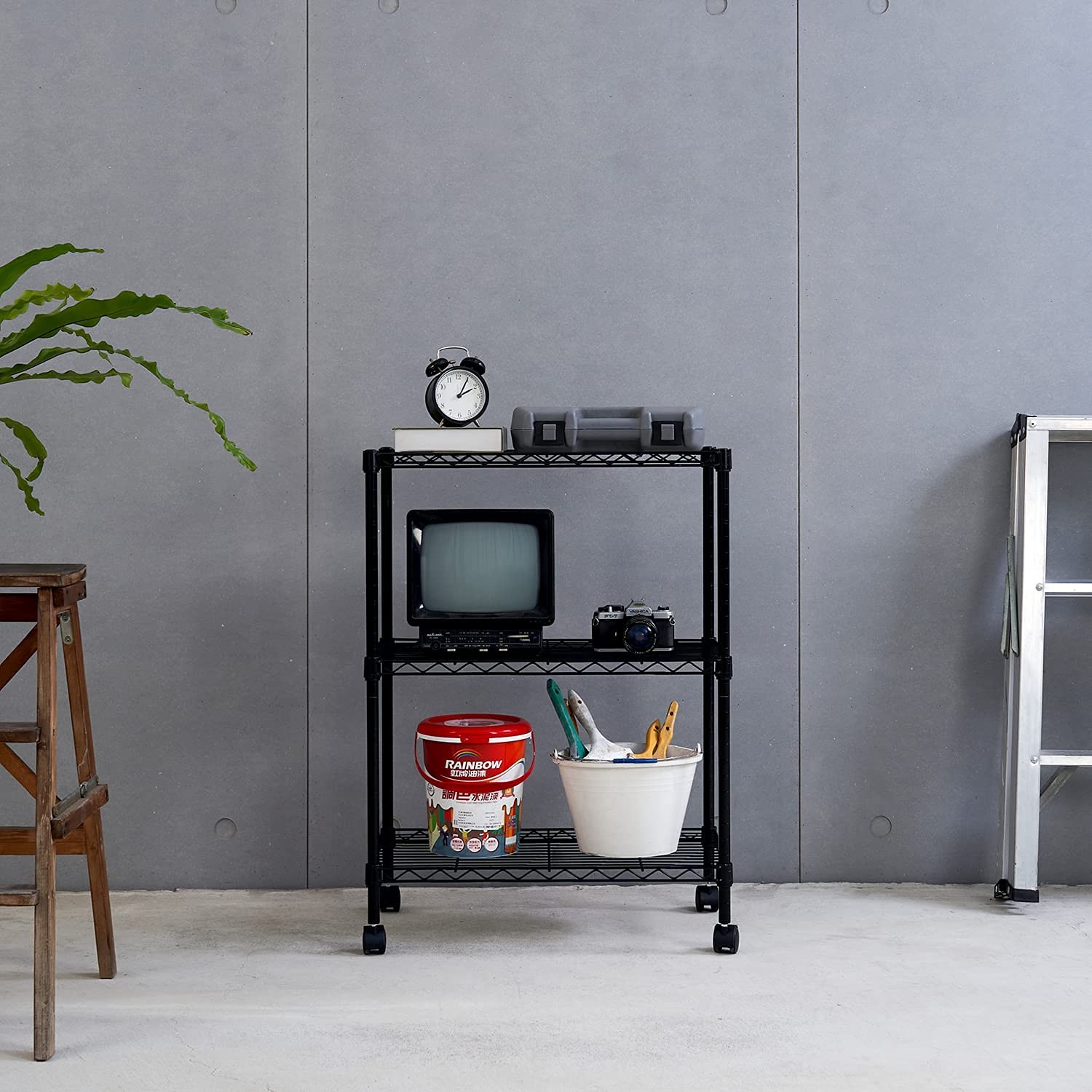 3 Tier Wire Shelving Unit Storage Rack, Metal 3 – 14″W x 24″L, Black