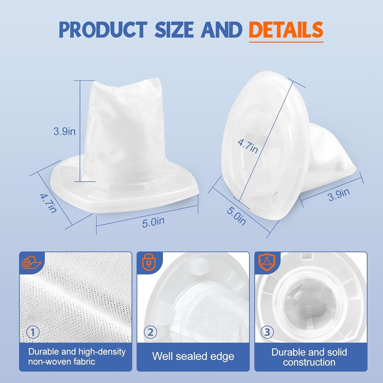 10 Pk VF110 Cordless Vacuum Filters For Black & Decker CHV1410L – 90558113-01