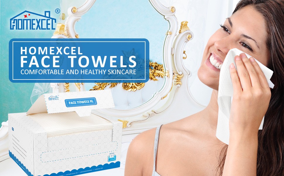 Face Towels, Disposable Face Towelette, Biodegradable Makeup Remover Dry Wipes