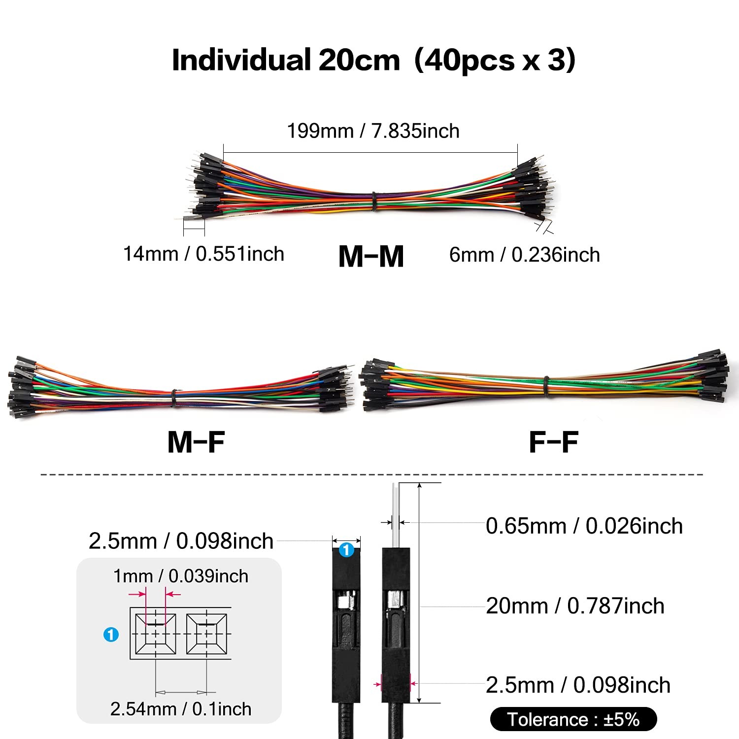 120pc Jumper Wire Kit MM MF FF 10cm 20cm 30cm Male Female Dupont Cable Electr