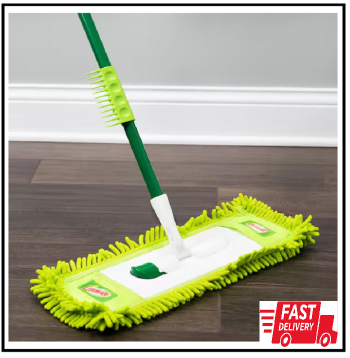18 in. Microfiber Fingers Dust Flat Mop with 2-Piece Handle