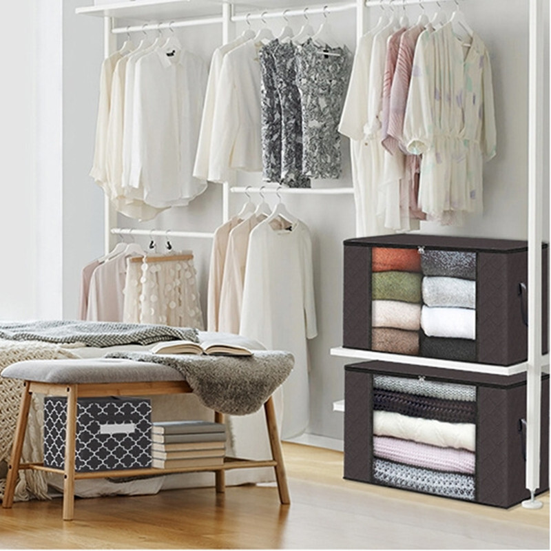 3-piece Storage Bag Foldable Closet Storage Container with Lid Reinforced Handle