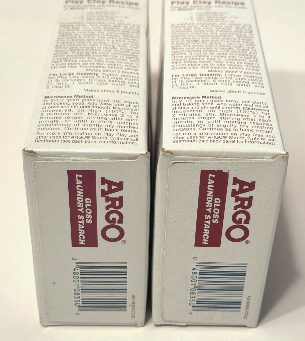 2 Argo Gloss Laundry Starch 1 lb (16 oz) Crisp Finish Red Box DISCONTINUED NOS