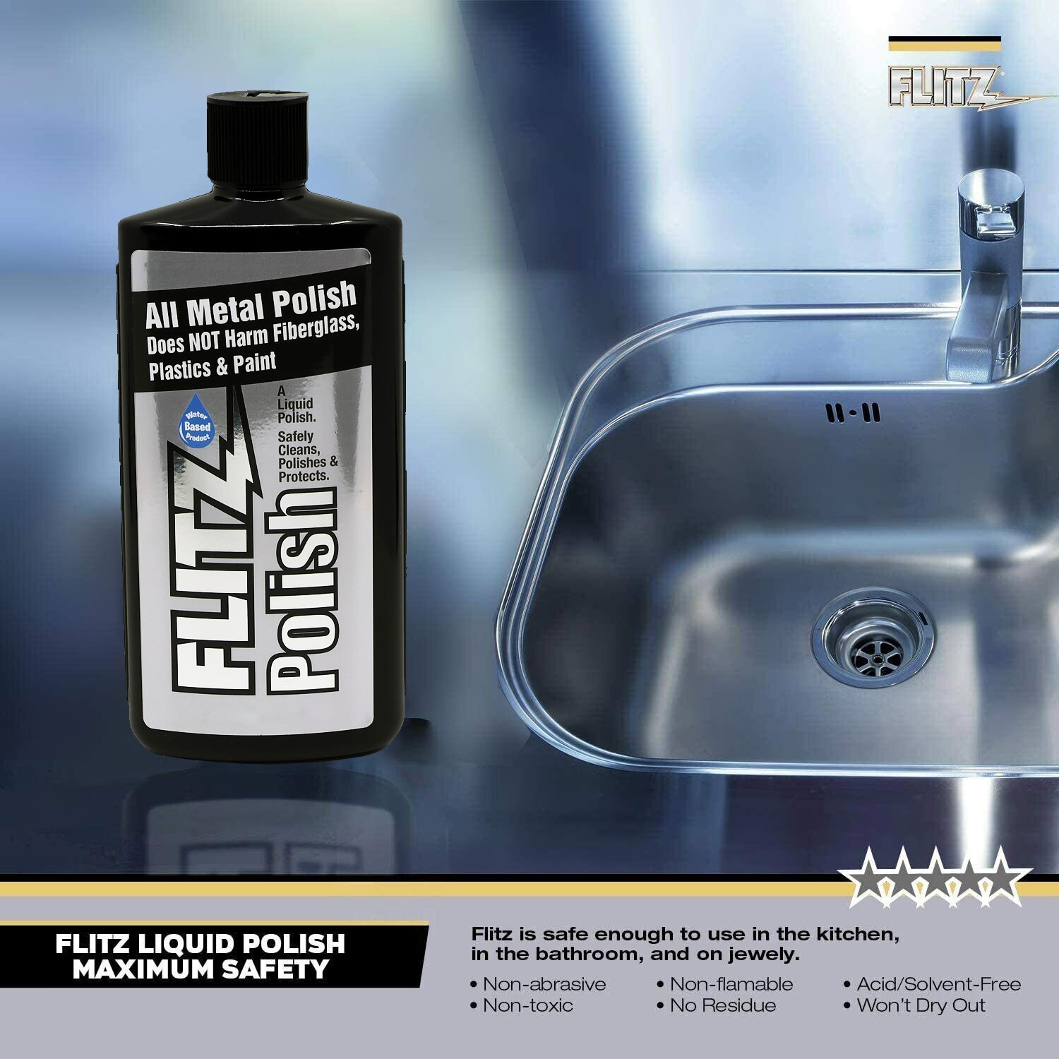 FLITZ Metal, Plastic & Fiberglass Polish 3.4oz liquid formula 2 PACK * SEE VIDEO