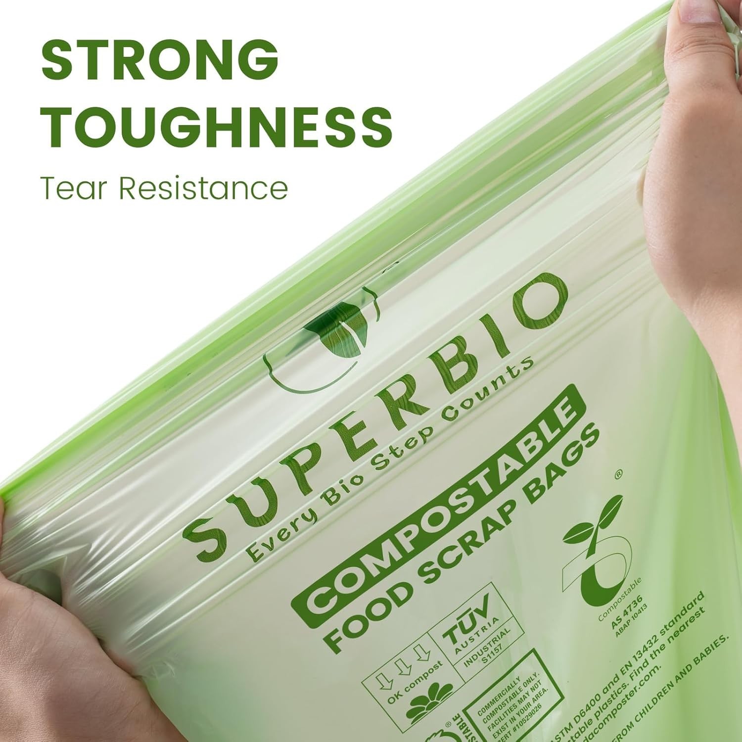 50pc 13gal Compostable Kitchen Waste Bags,Flat Top Food Scrap Bags,49.2L 0.87 Mi