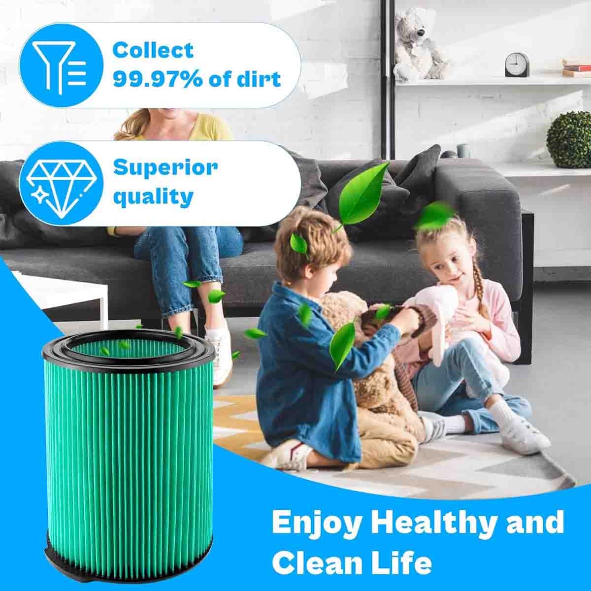 VF6000 HEPA Cartridge Filter 5-Layer Pleated Paper for RIDGID Wet & Dry Shop Vac