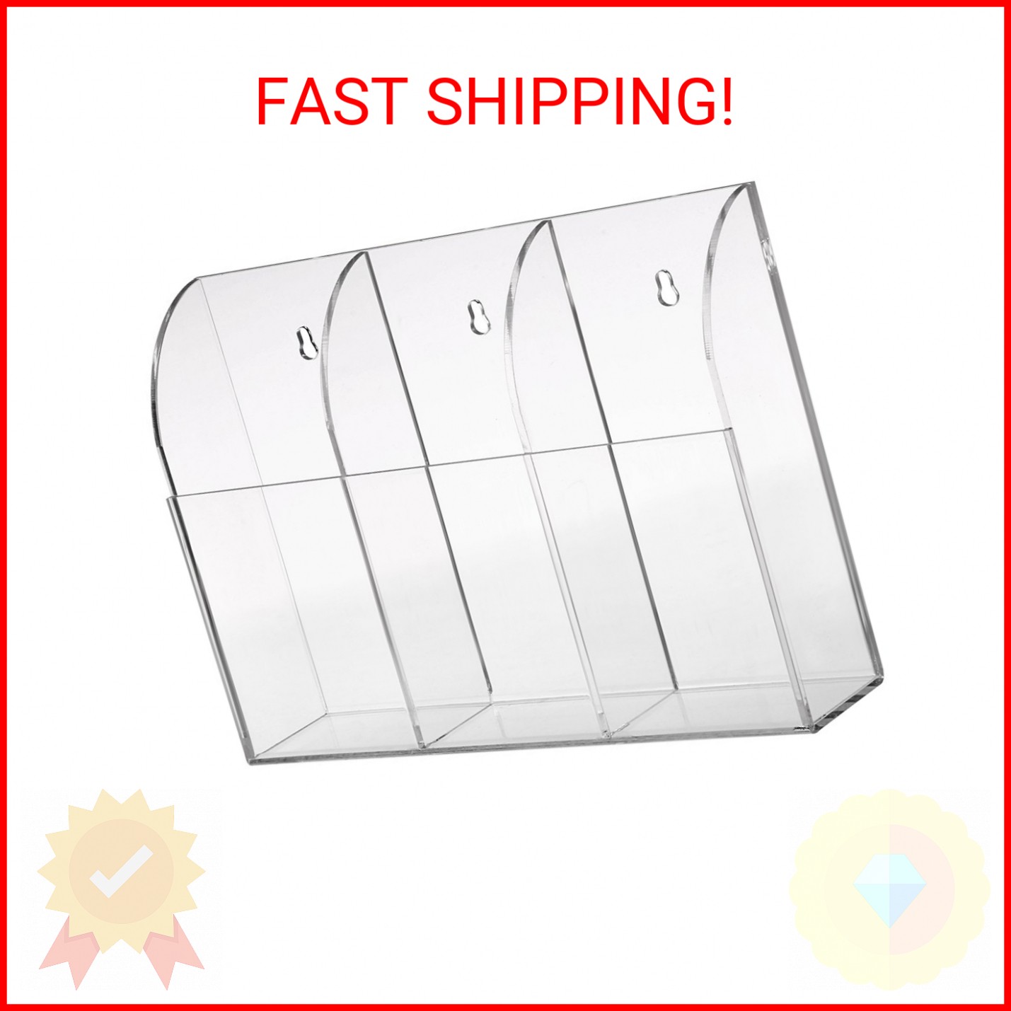 Hipiwe Wall Mount Remote Control Holder Clear Acrylic Media Organizer Storage Bo