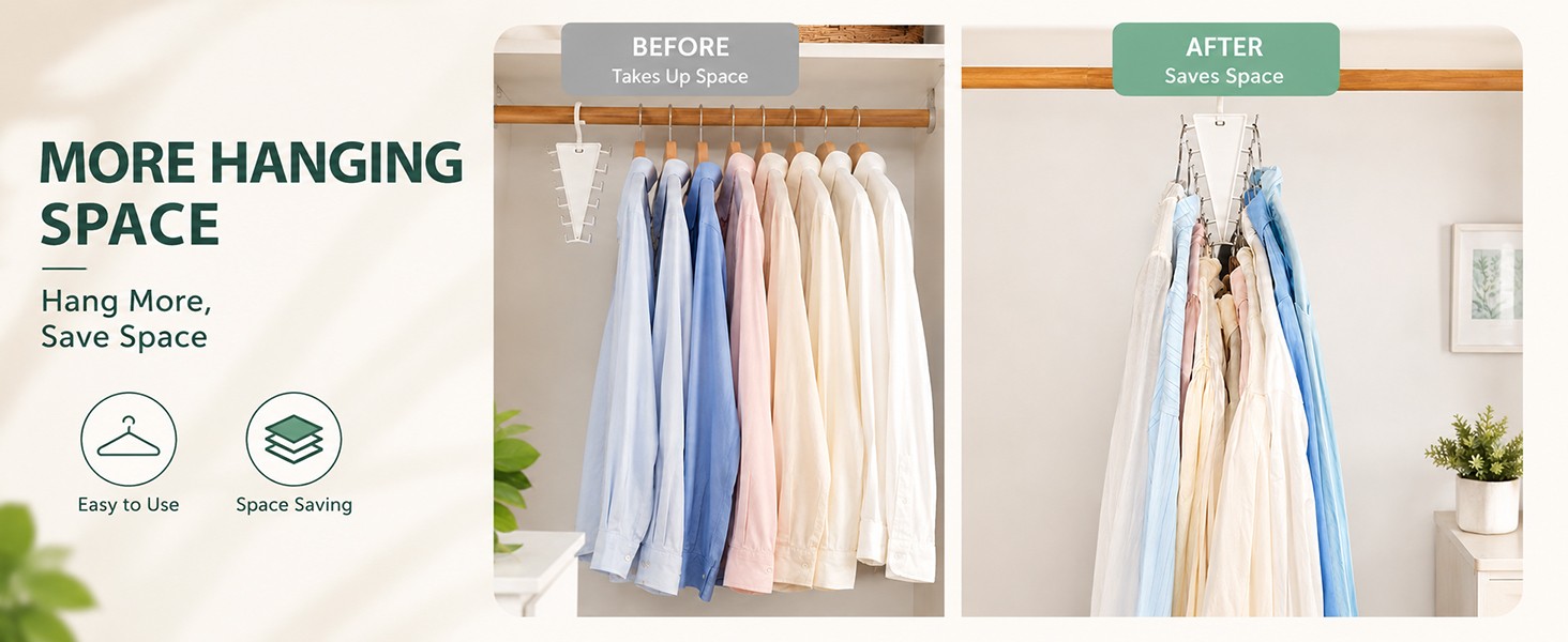 12 Hooks Space Saving Closet Hanger Organizer, V-Shape Multi Hook Clothes Hanger