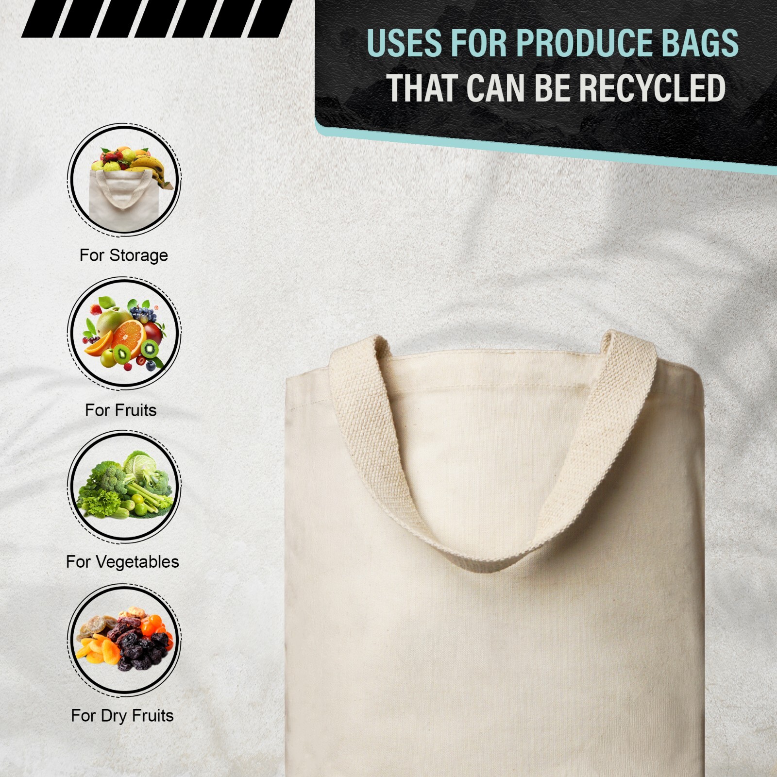 15 x 16.5 x 5 Inches Cotton Canvas Tote Bag Premium Quality with handles