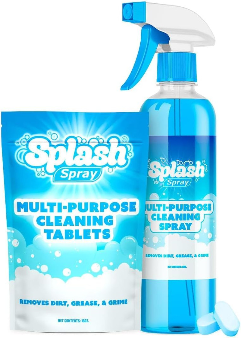 Splash Spray Multi-Purpose Cleaning Tablets – 5X Cleaning Tablets and Bottle Spr