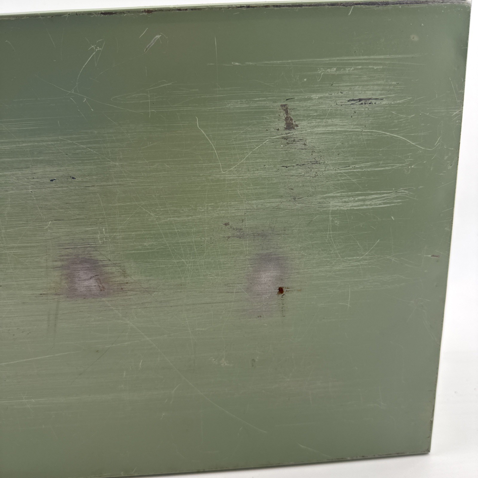Vintage X-10 Light Green Metal Storage Box 21.5x10x5 Slide Lid