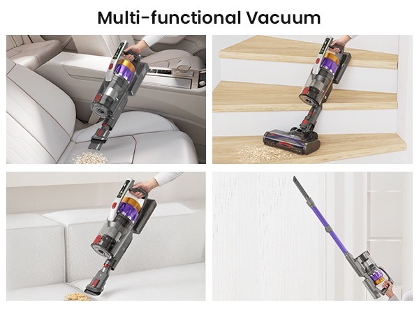 Cordless Vacuum Cleaner 65KPA 70Min Self-Standing Stick 650W for Pet Hair Carpet