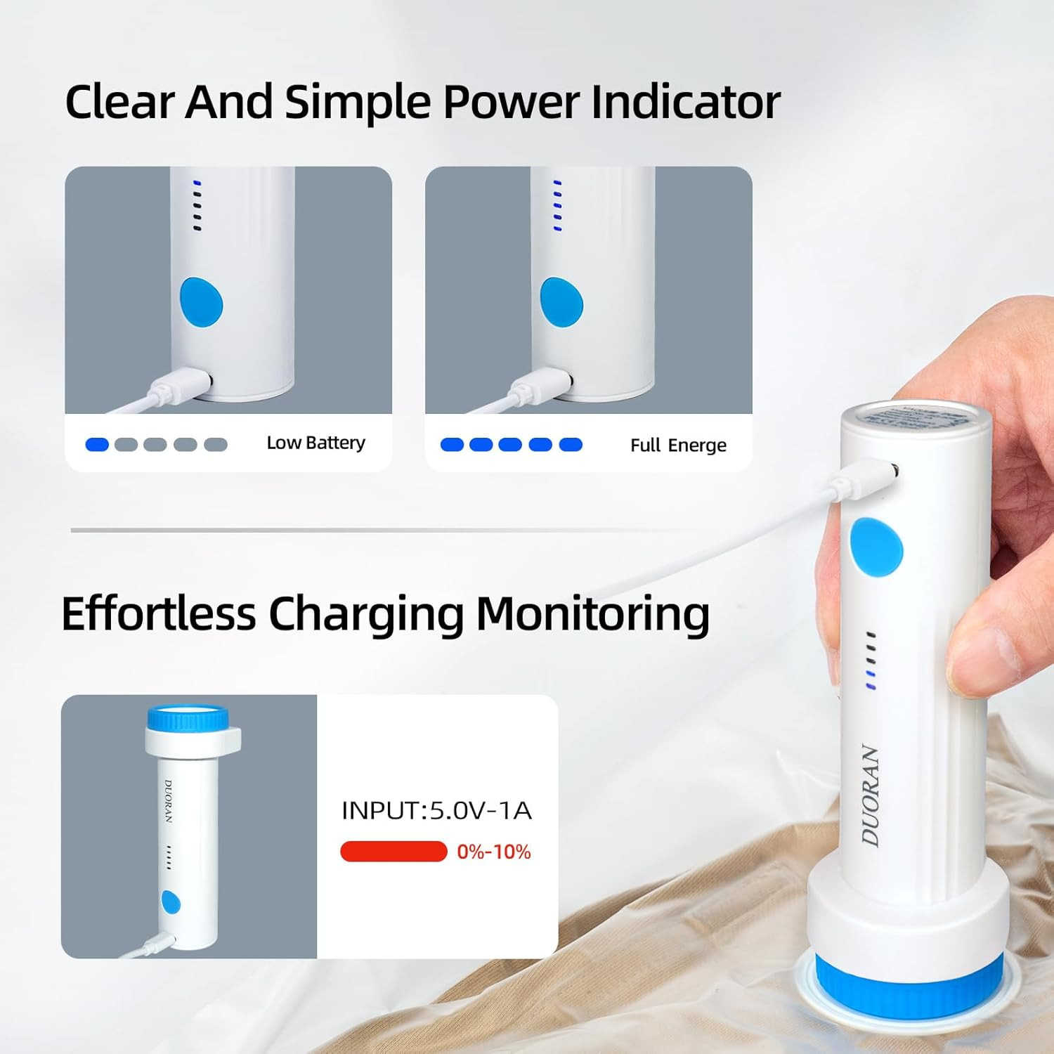Cordless Electric Vacuum Pump for Vacuum Storage Bags Travel Air Pump, Portable