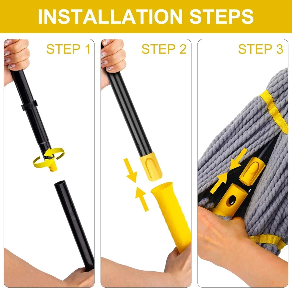 Self Wringing Twist Mop Wet for Floor Cleaning with 57″Long Handle Heavy Duty