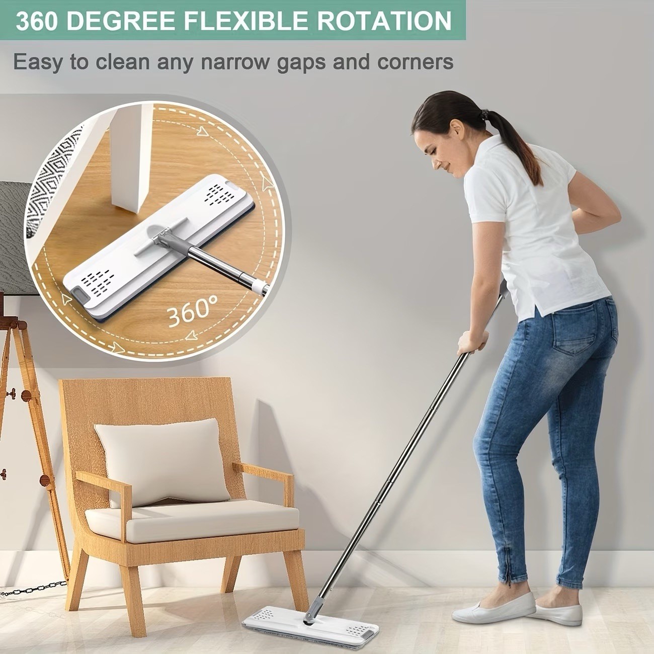 Commercial Flat Mop Bucket Set, Hardwood & Tile Floor Cleaner