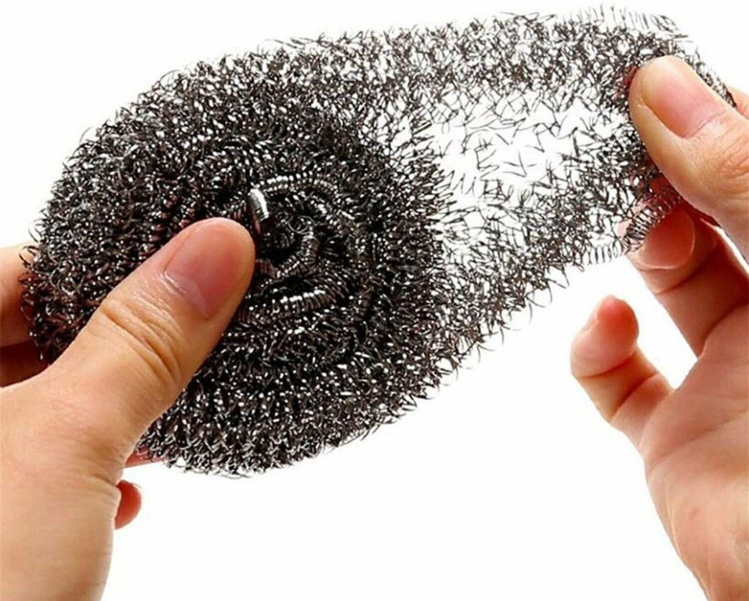 12 Pieces Stainless Steel Kitchen Cleaning Sponges Scouring Pad Steel Wool Scrub