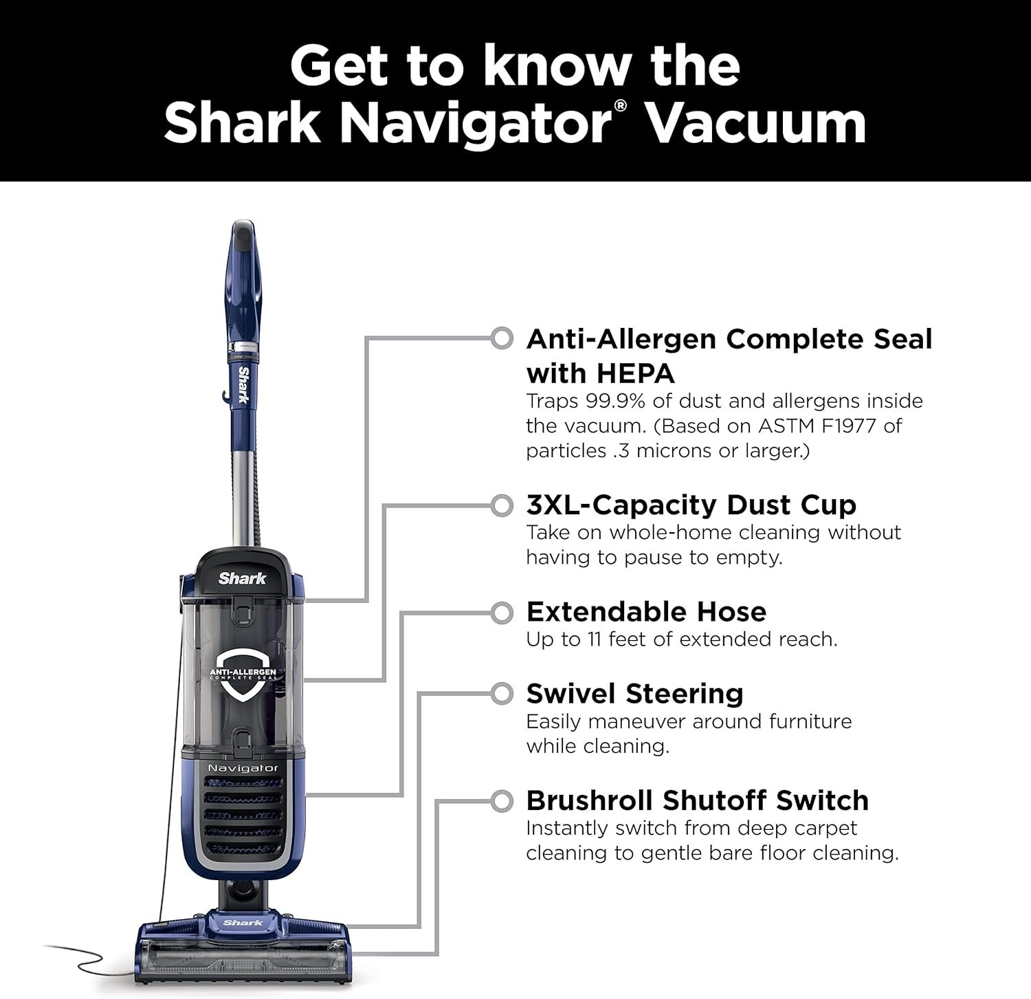 NV151 Navigator Swivel Pro Complete Upright Vacuum with HEPA Filtration, Swivel