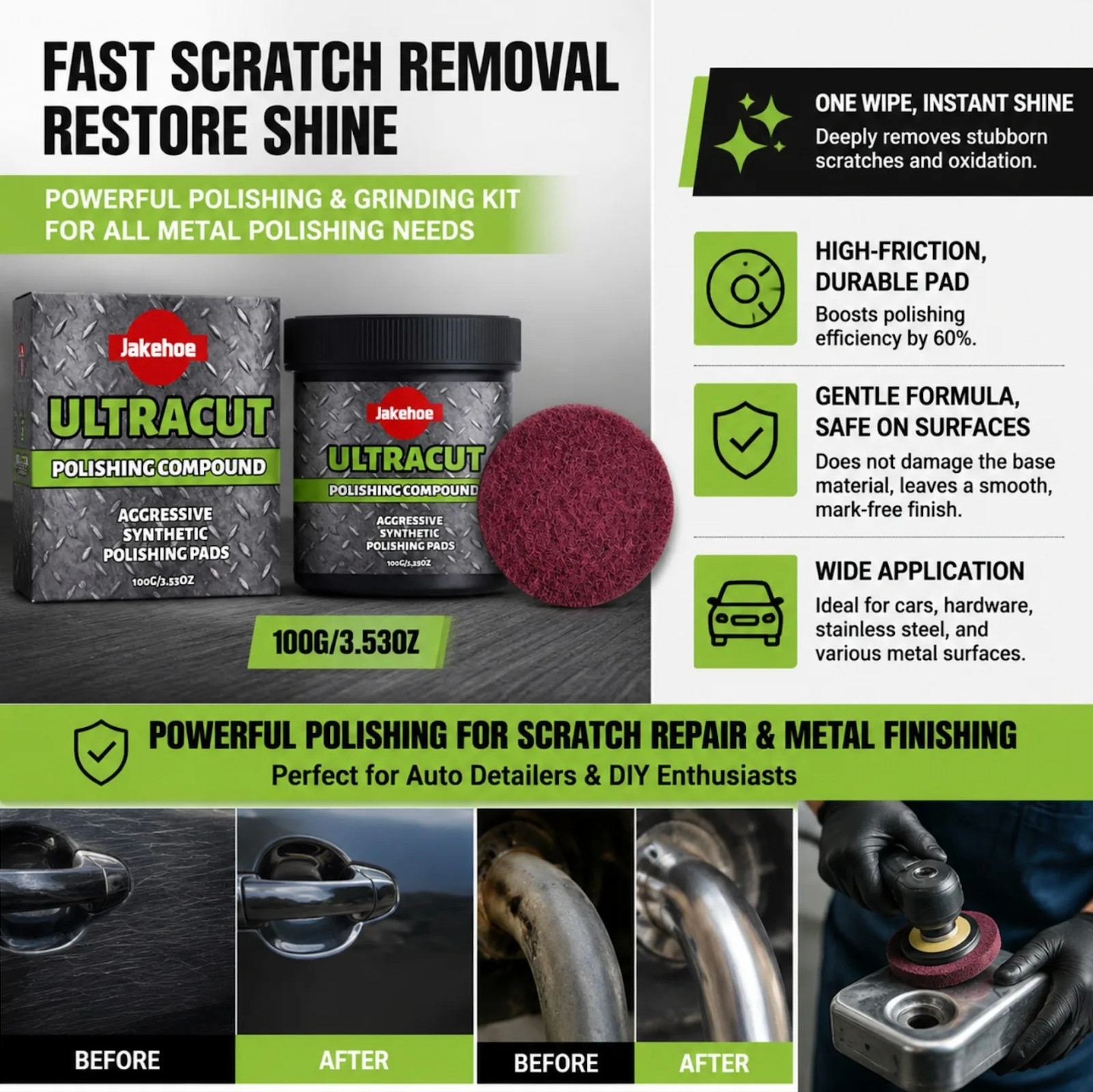 Ultracut Polishing Compound,Surface Restoration Polish With Pad 100G~20%OFF