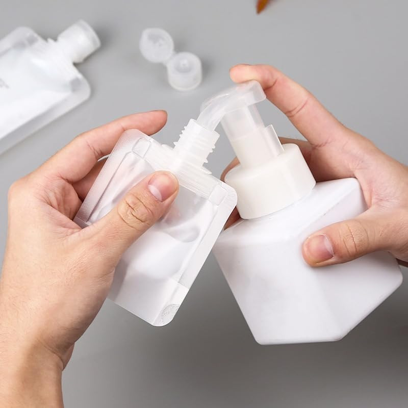 30Ml Travel Size Refillable Squeeze Pouches – 10 Pack Transparent Bags