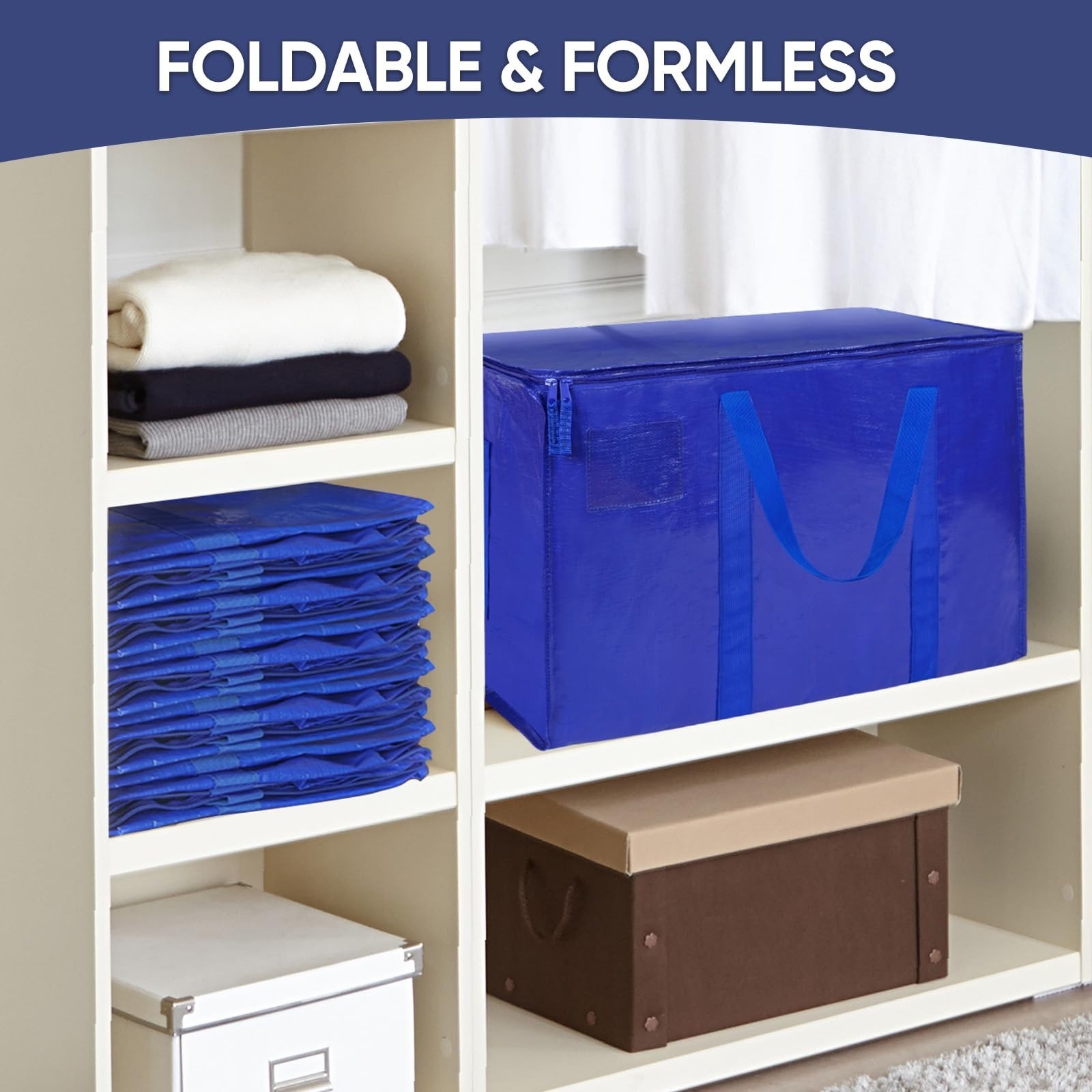4 Pack Extra Large Moving Bags with Zippers & Handles – Heavy Duty Storage