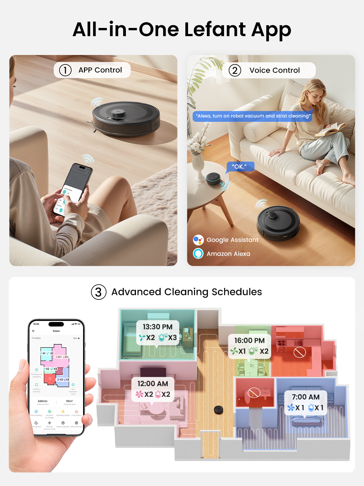 Lefant M2S Pro 7000Pa Robot Vacuum Cleaner Self-Emptying 2.4G/5G Smart Sweeper