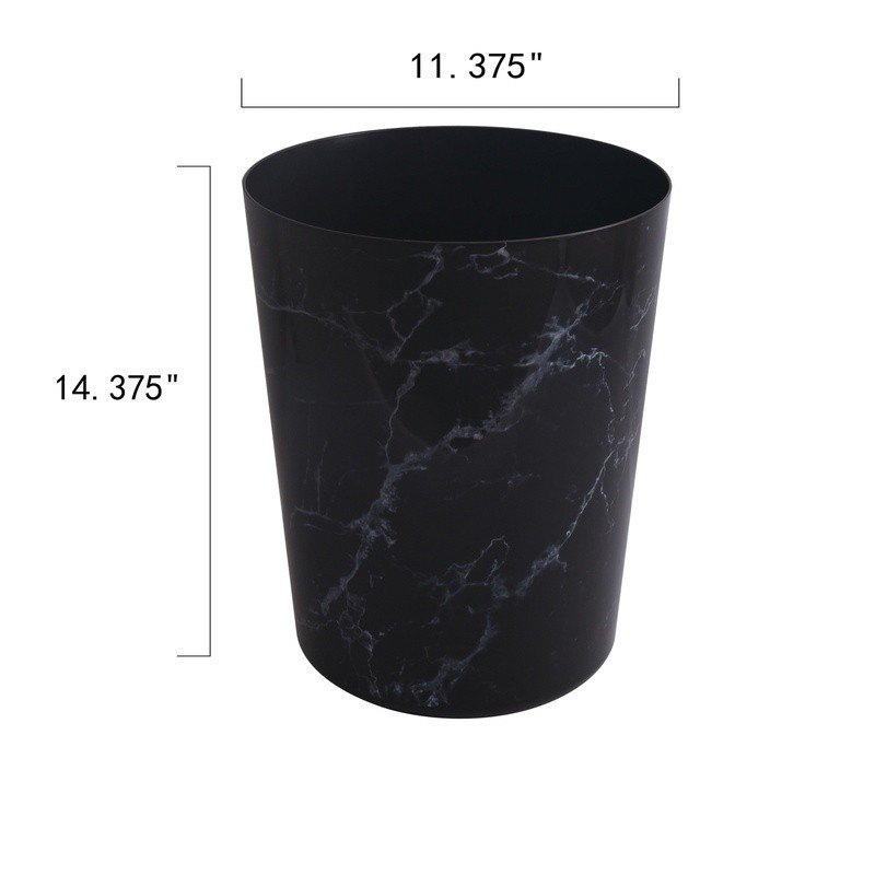 Office Trash Can 5 Gallon Marble Plastic Garbage Bin Modern Black Lightweight