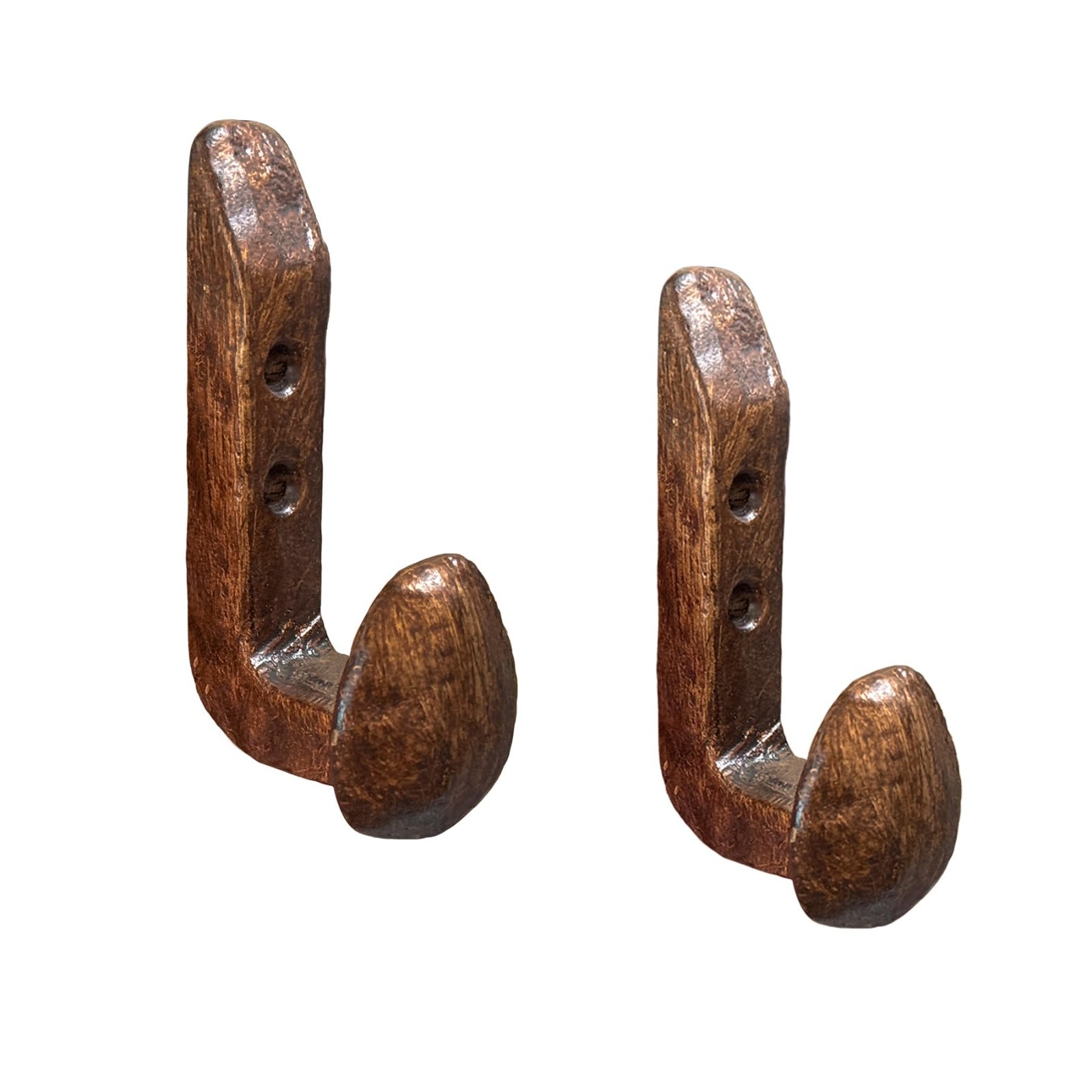2PC Heavy Duty Cast Iron Railroad Spike Hooks – Rustic Antique Copper Wall Mount