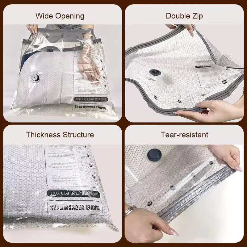 Travel Vacuum Bags w/ Rechargeable Air Pump Compression Packing Space Saver Set