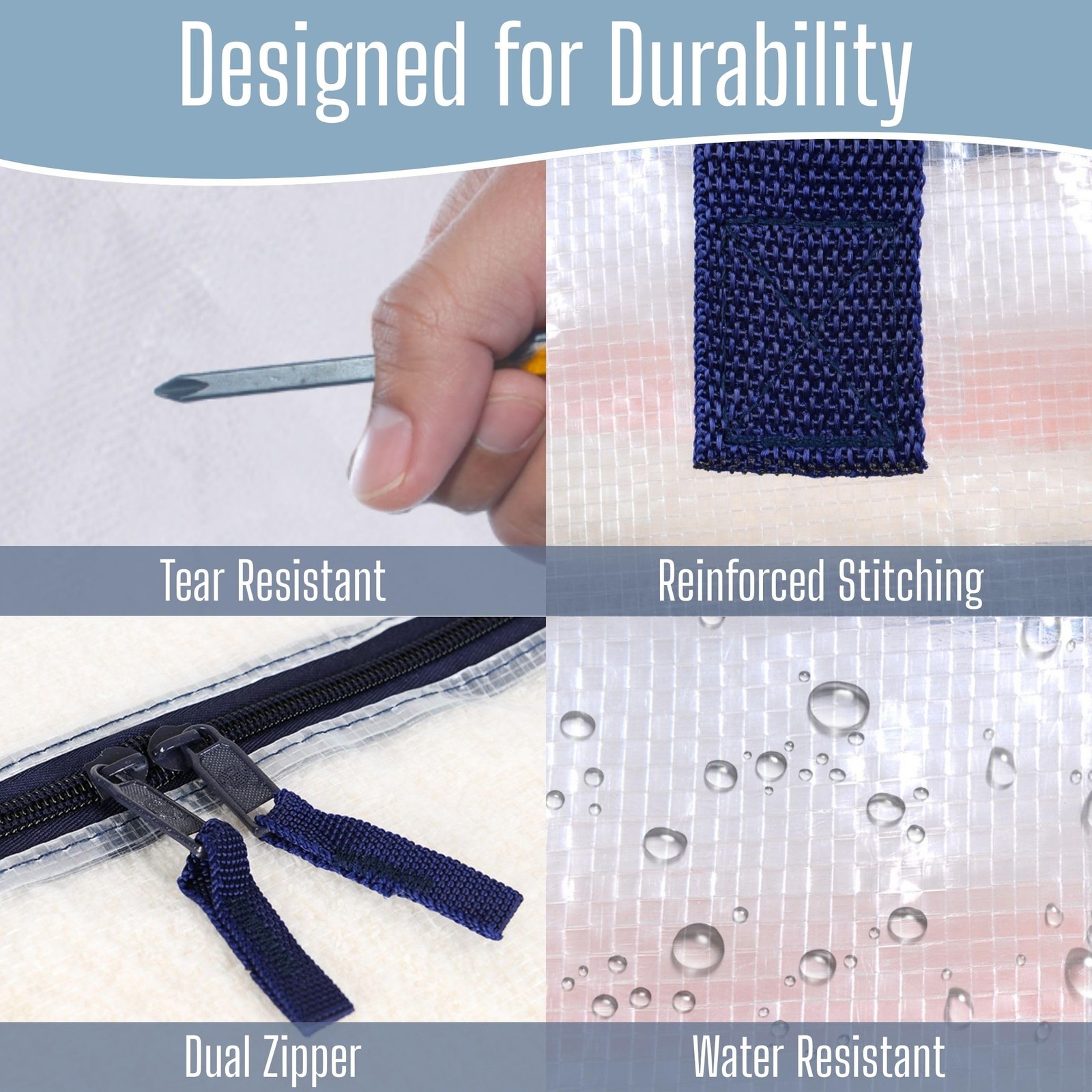 8 PCS Clear Extra Large Moving Bags Heavy Duty Reinforced Handles