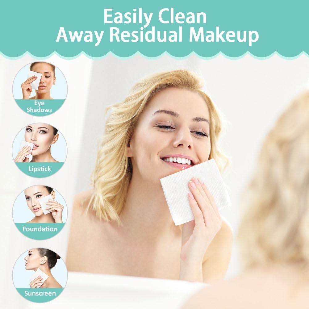Face Towels, Disposable Face Towelette, Biodegradable Makeup Remover Dry Wipes