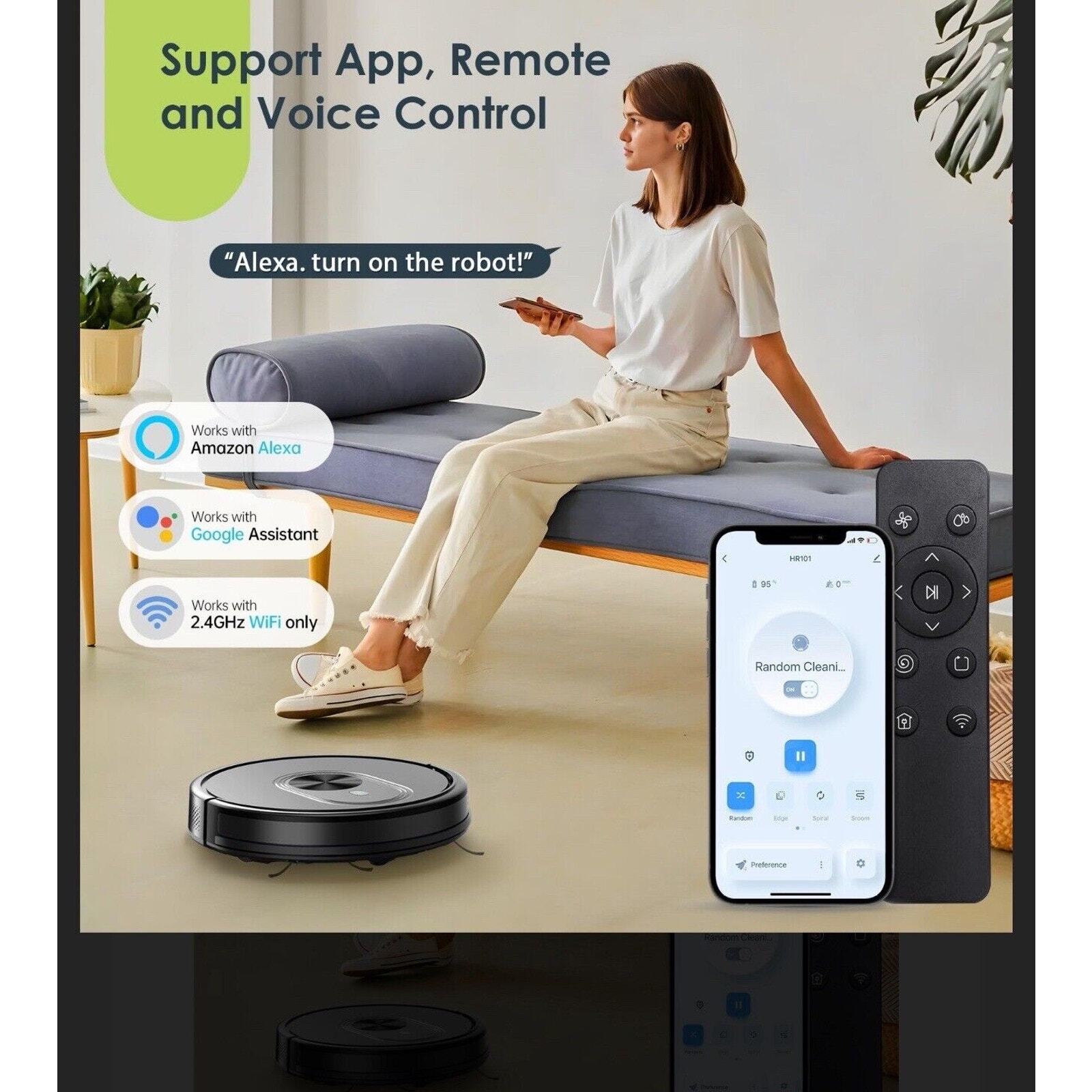 XIEBRO Smart HR101 3 in 1 Mopping Robotic Vacuum with Schedule, App/Bluetooth/A