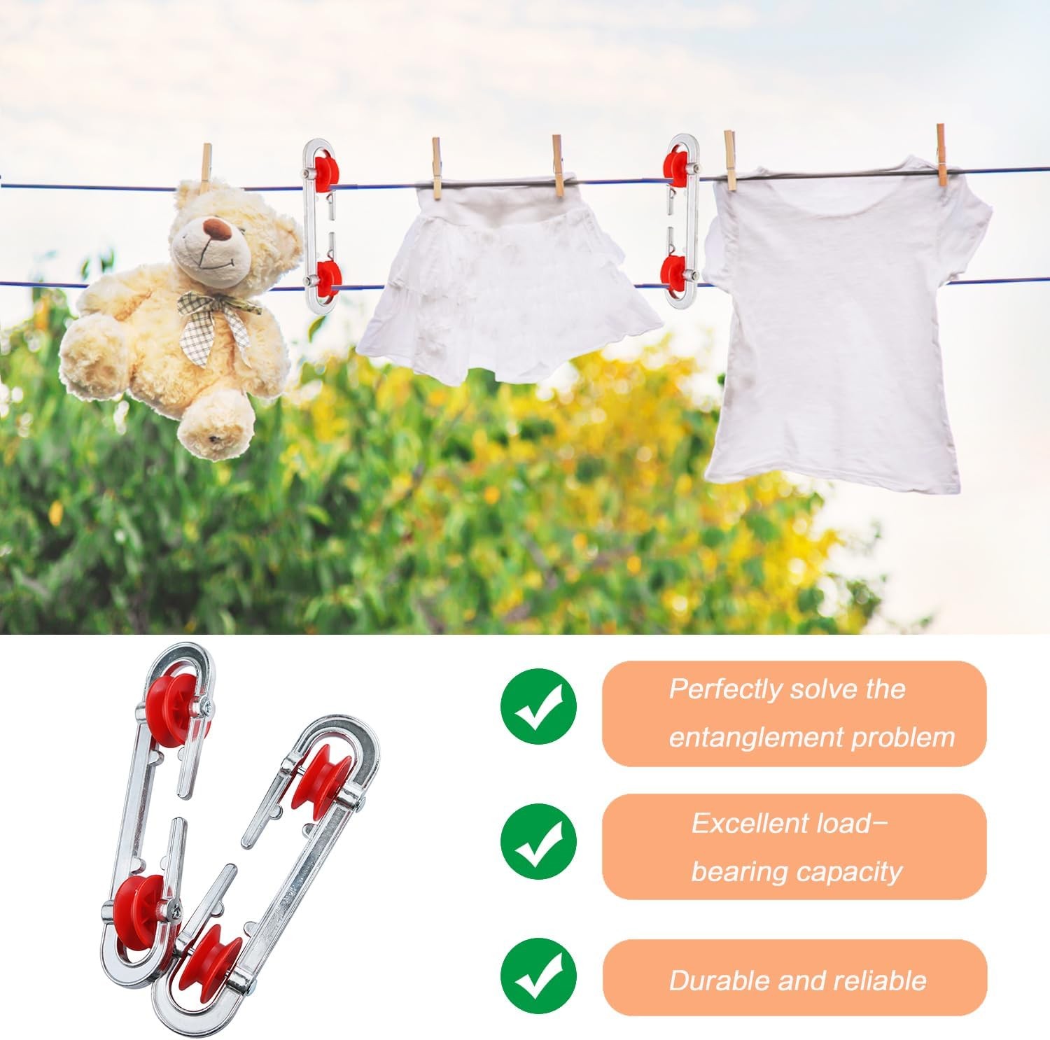 2 Pack Clothesline Spreader，Plastic Aluminum Clothesline Separator Spreader P…