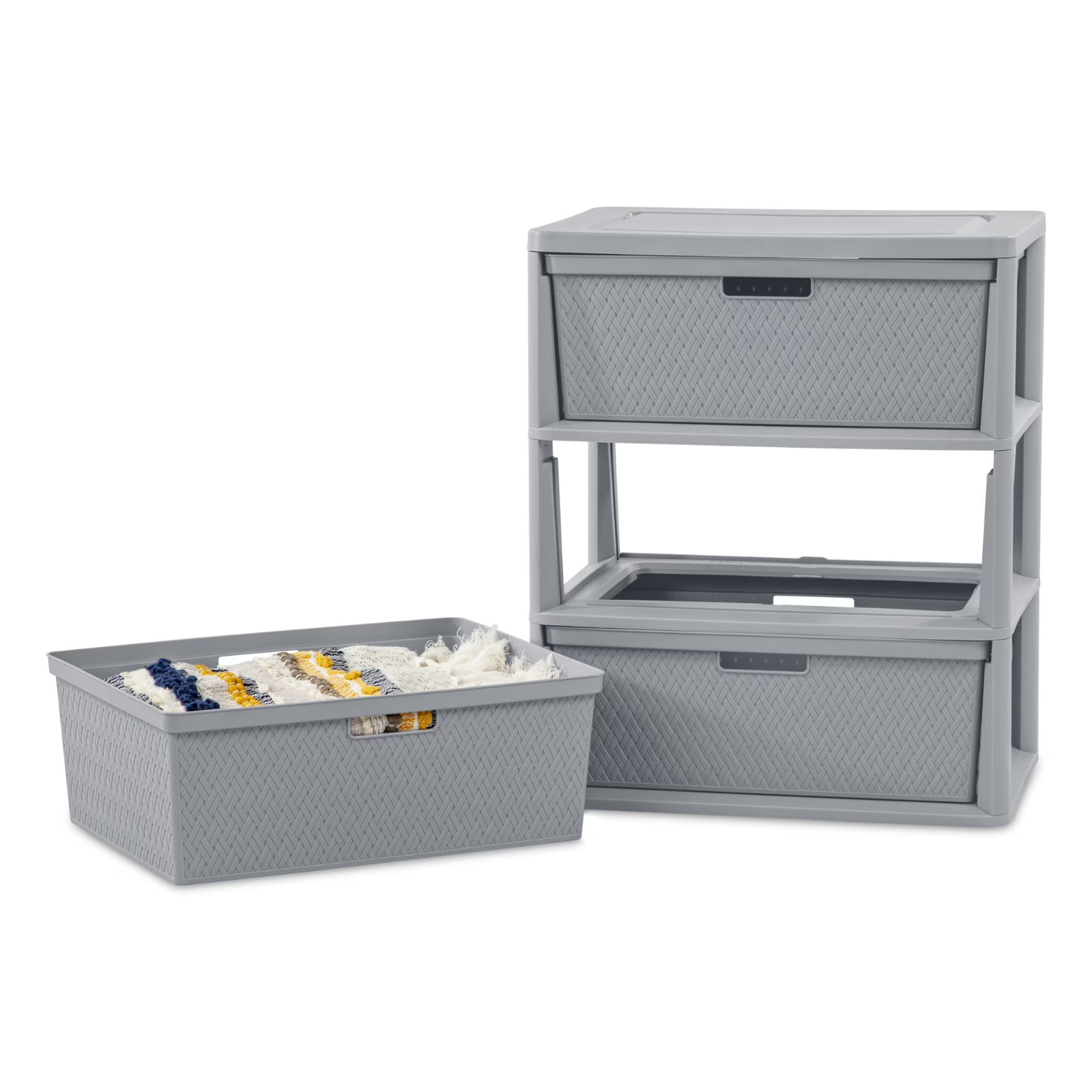 Sterilite Wide 3 Drawer Tower, Plastic Storage Organizer with Removable