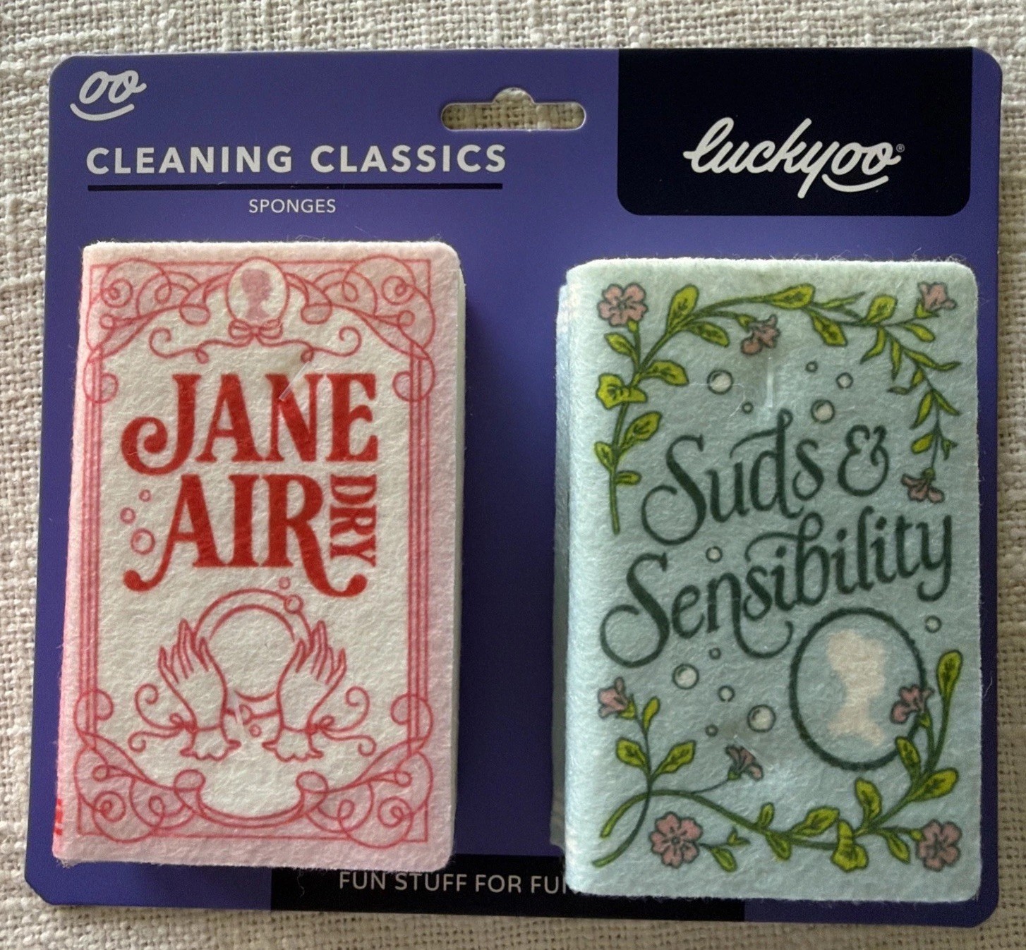 Cleaning Classics Sponges 2 Pcs ~ Austen Bronte Book Lover Fun Kitchen Home Gift