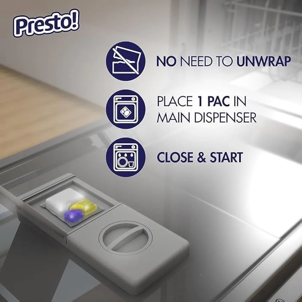 140 Presto! Triple Action Dishwasher Pacs, Fresh Scent, Amazon Brand 2x 70 Count