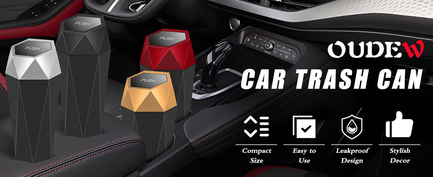 Car Trash Can with Lid – 2-Pack, Interior Accessories for Vehicles, Leakproof