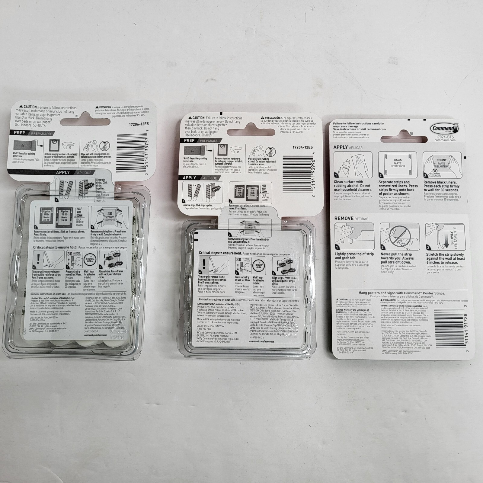 3M Command Strip – 3 PACK BUNDLE!! – 16 lb / 12 lb / Poster Size