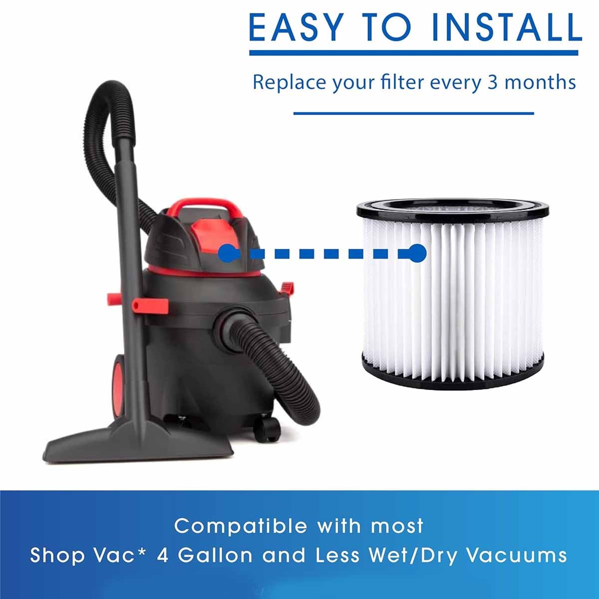 90398 Vacuum Cleaner Filter For Shop-Vac Wet Dry Vacuum Small Cartridge Filter