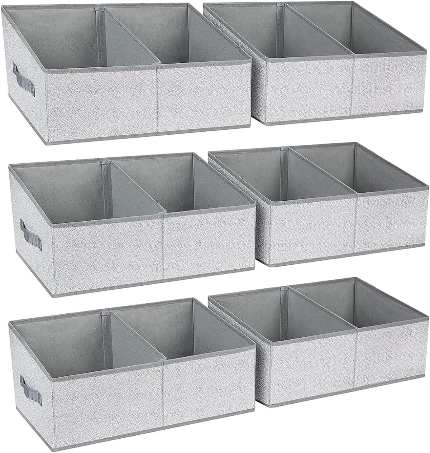 Closet Storage Bins Trapezoid Fabric Organizers 6 Pack with Handles Divider