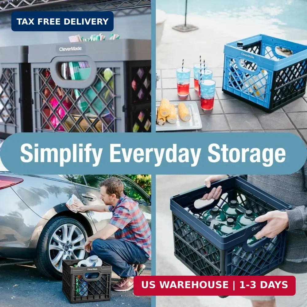 Collapsible Milk Crate 25L (6.6 Gal), 50 lb Capacity Heavy Duty Folding Crate –